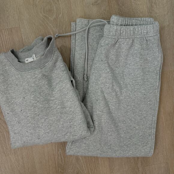 Good American Tops - Women’s Good American Crystal Embellished Sweatshirt & Sweatpants Matching Set S